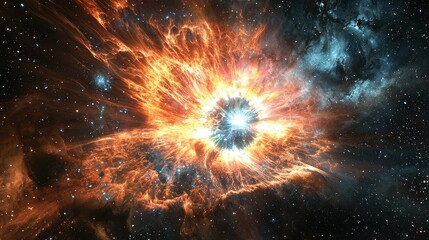 Explosive Cosmic Event in Vast Universe Displaying Brilliant Colors