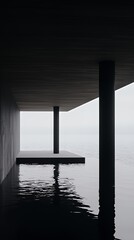 Minimalist Concrete Overwater Structure with Reflective Water