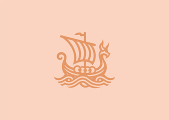 Viking Dragon Ship Logo – A legendary Viking longship sailing forward, symbolizing conquest, adventure, and exploration. © PULO