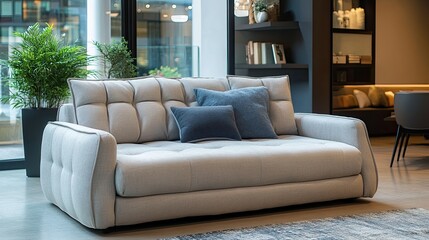 A versatile convertible sofa bed, ideal for a compact apartment.