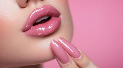 Fototapeta premium Beige nude tone lipstick make up isolated on a studio background,natural Liquid lipsticks,makeup cosmetic lips, product mockup for beauty fashion business,sale,swatch color,template.