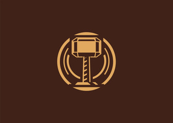 Mjolnir Hammer Logo – The legendary hammer of Thor, representing strength, thunder, and divine protection.