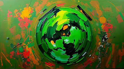 This vibrant painting of a green and yellow object radiates joy and positivity!  Every brushstroke tells a story, inviting you to embrace the beauty all around us. Let's spread happiness through art