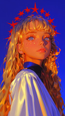 The blue dream of stardust entanglement - the girl with the reflection of the Milky Way in her hair