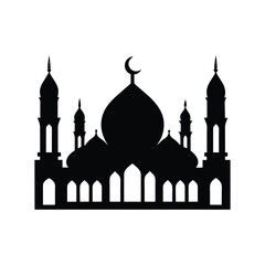 taj mahal silhouette isolated on white background