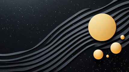 A minimalist design featuring a gold circle on a black background, conveying simplicity and sophistication.