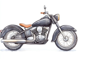 Fototapeta premium Vintage motorcycle illustration showcasing detailed craftsmanship and design elements