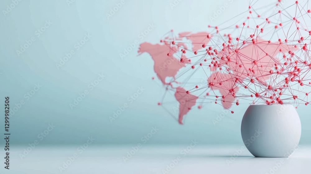 Poster an abstract background of interconnected neurons and synapses, with a world map overlaid to represen