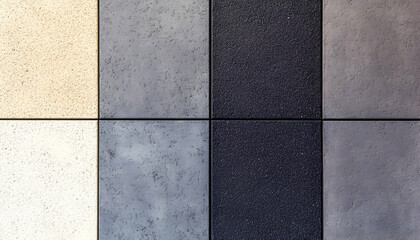 Fototapeta premium Eight textured square tiles in varying shades of beige, grey and brown, ideal for background or design elements.