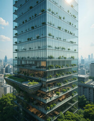 Fototapeta premium High-Tech Business Tower – The Corporate Future of Clean Energy