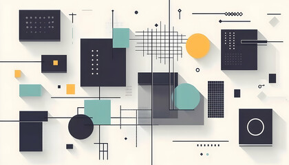 Abstract geometric design with vibrant shapes and contrasting colors, ideal for modern backgrounds or presentations.