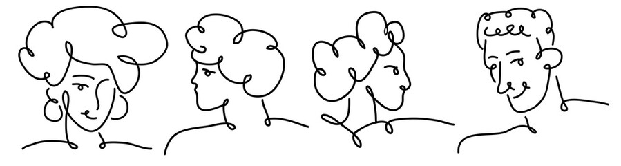 woman's day doodle portraits in vector. Element for poster sticker design logo decoration prints