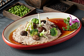 Steamed Minced Pork with Vegetables and Mushrooms