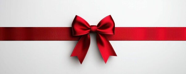 Decorative Red Bow Tie on Ribbon for Gift or Celebration with Festive Charm and Elegant Flair