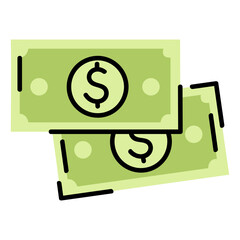 Fresh Dollar Bills Stacked Together in Green Color