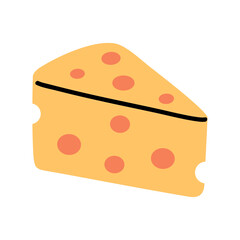 Cartoon Cheese Slice with Dots and Sharp Edges