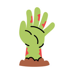 Cartoon Zombie Hand Emerging from Ground