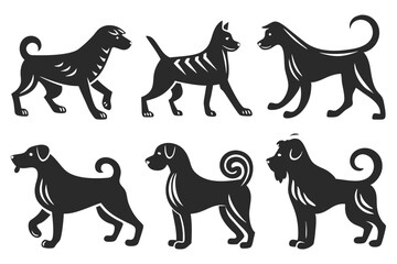 set of  dog Silhouette vector illustration
