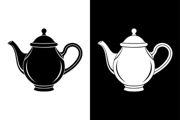 Stylish Black & White Teapot Icon Perfect for Branding.