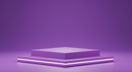 "Futuristic Stage with Glowing Moon Backdrop and Purple Lighting &ndash; Sci-Fi, Virtual Event, and Presentation Concept"

