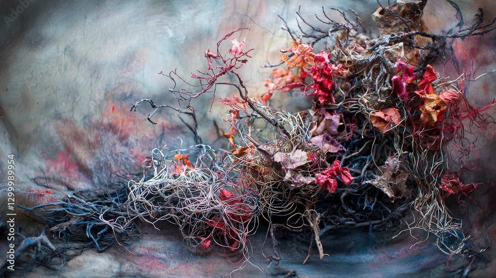 Aufkleber mixed media art displaying nature's textures gallery exhibit artwork abstract close-up artistic expr