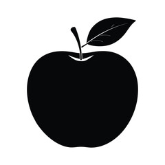 An apple vector silhouette isolated on a white background.
