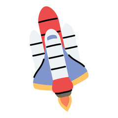 Colorful Rocket Launching into Space Illustration