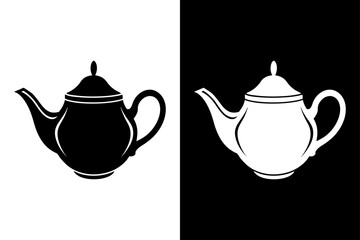 Teapot Silhouette Vector Icon Clean & Modern Black and White Design.