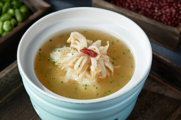 Nutritious and nourishing soup with chrysanthemum and fresh abalone