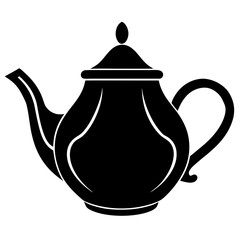 Minimalist Teapot Silhouette Vector Icon White Background.