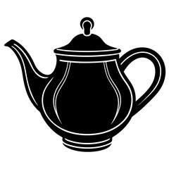 Minimalist Teapot Silhouette Vector Icon White Background.