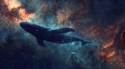 Fototapeta premium Cosmic Whale Swimming Through a Celestial Space Environment