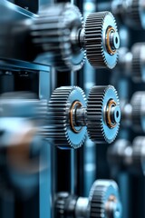 Fototapeta premium Gears in motion create a dynamic display of mechanical engineering in a high-tech environment