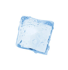 One crystal clear ice cube isolated on white