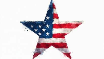 Abstract grunge brushed USA flag as star shape. Template for national holidays like Independence day, Labor day, Veteran day, Memorial day etc. Patriotic visual design element.