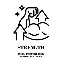 Strength symbol, featuring an editable stroke outline icon isolated on white background flat vector illustration. Pixel perfect