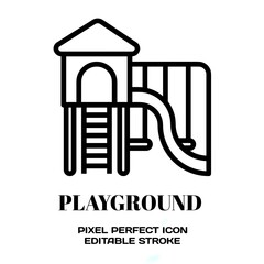 Playground symbol, featuring an editable stroke outline icon isolated on white background flat vector illustration. Pixel perfect