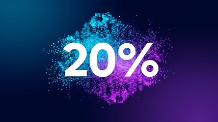 Special Offer 20%: A bold graphic announcing a 20% discount, with the numbers emerging from a dynamic burst of vibrant blue and purple particles. This design evokes a sense of excitement and value.