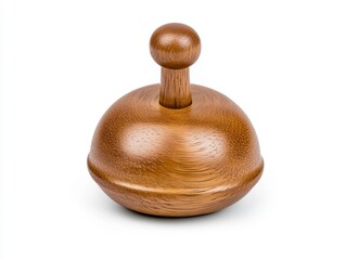 Dark Brown Wooden Massage Tool on White Background