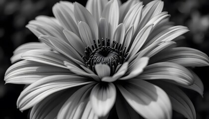 A Grayscale Close-up Reveals The Delicate Beauty Of A Single Flower, Its Petals Unfurling In A Breathtaking Display Of Natures Artistry, Soft Light Enhancing Its Intricate Details