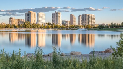 Charming Urban Reflections at Golden Hour