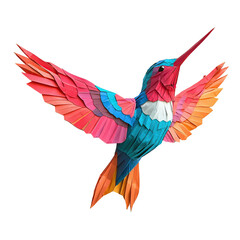 Obraz premium Colorful Hummingbird Made of Paper Isolated on Transparent background for Creative and Artistic Projects