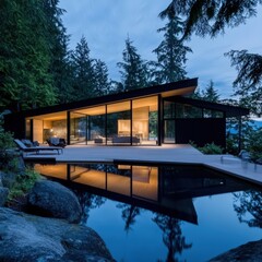 Fototapeta premium Modern Glass Forest Home