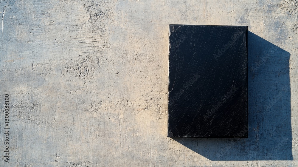 Leinwandbilder a single dark shadow box is mounted on a textured gray wall, casting subtle elongated shadows that e