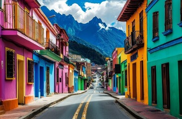 Fototapeta premium Colorful Architecture Framing Scenic Streets 