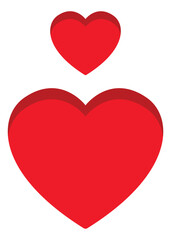 Two red hearts icon isolated on white background.