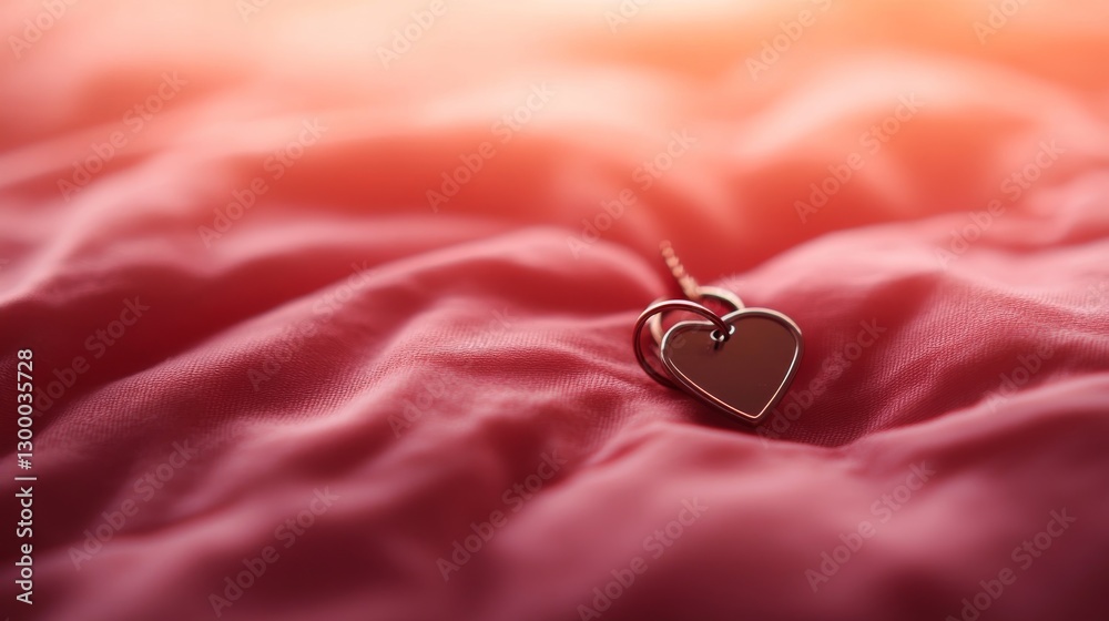 Aufkleber a house key is elegantly showcased on a soft fabric surface, attached to a heart-shaped keyring, wit