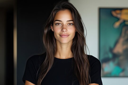 A beautiful young woman smiles at the camera in a portrait