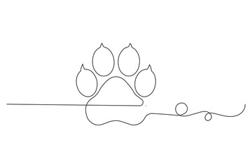 Dog bone continuous single line drawing animal paw,Bone toy for dog line art
