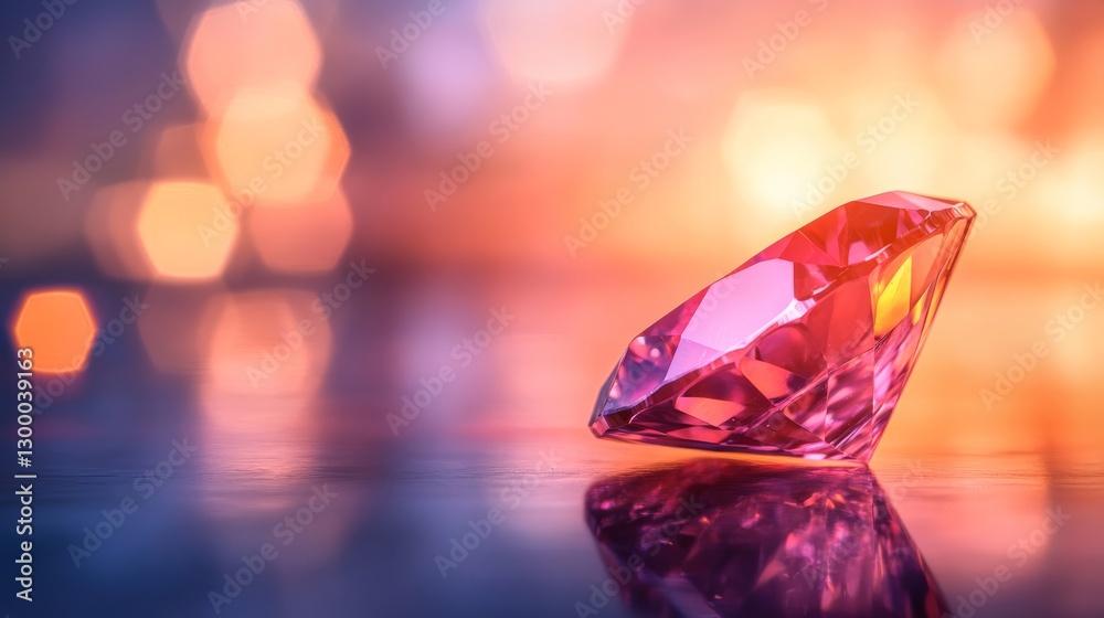 Fototapete a shimmering diamond showcases its beauty on a smooth reflective surface. light interacts with its f